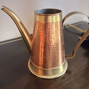 Mecca Belgium Hand Made Hammered Brass & Copper Watering Can Pitcher Vintage